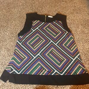 Calvin Klein Tank Top Geometric Print Sleeveless Blouse‎ Plus Size 3X